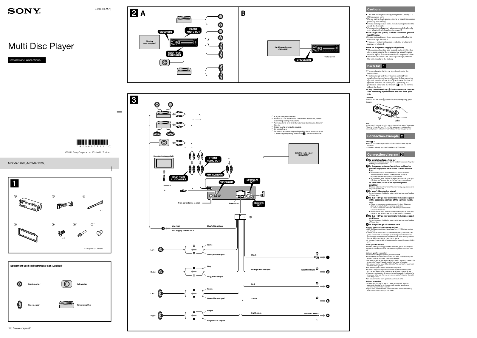 Sony MEX-DV1700U User Manual