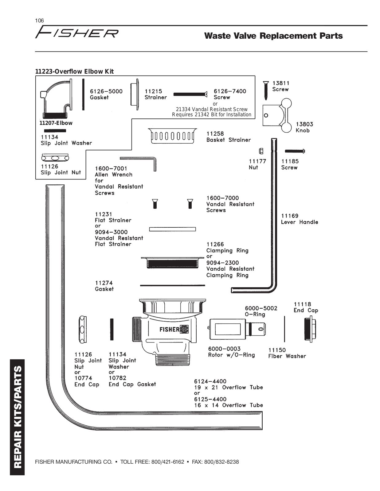 Fisher Manufacturing 11223 Parts List