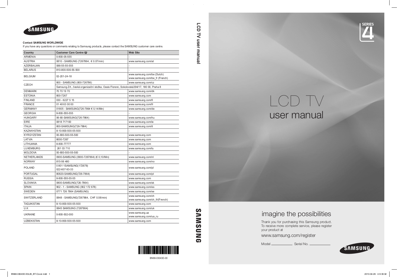 Samsung LE19C431, LE22C431, LE19C430, LE22C430 User Manual