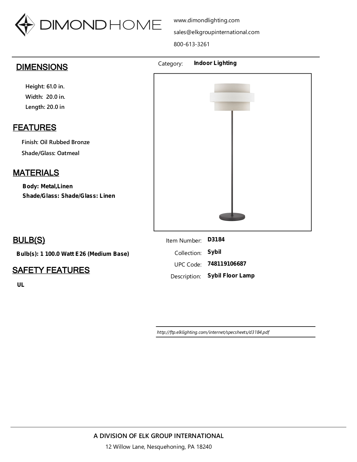 ELK Home D3184 User Manual