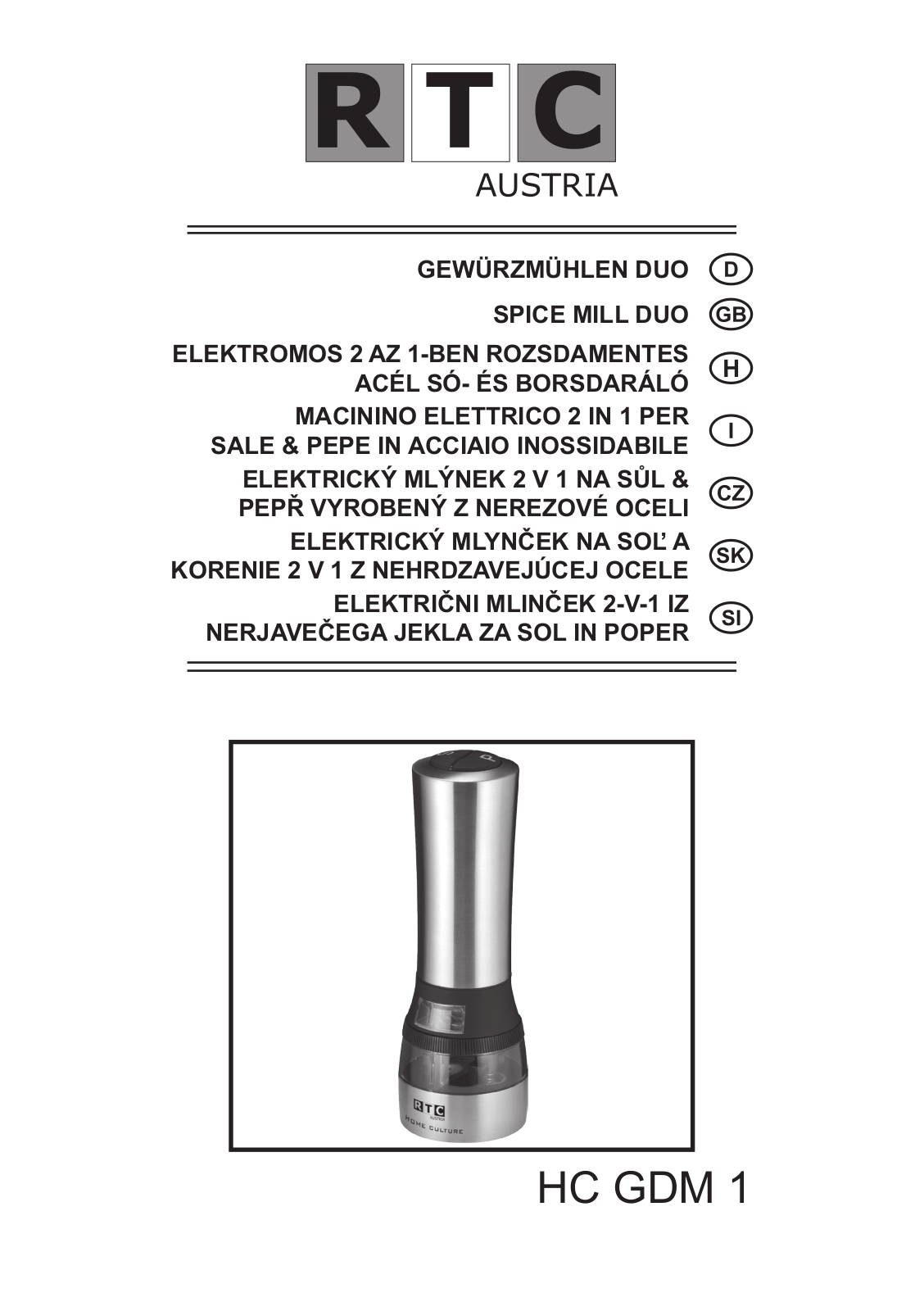 RTC HC GDM 1 Operating Manual