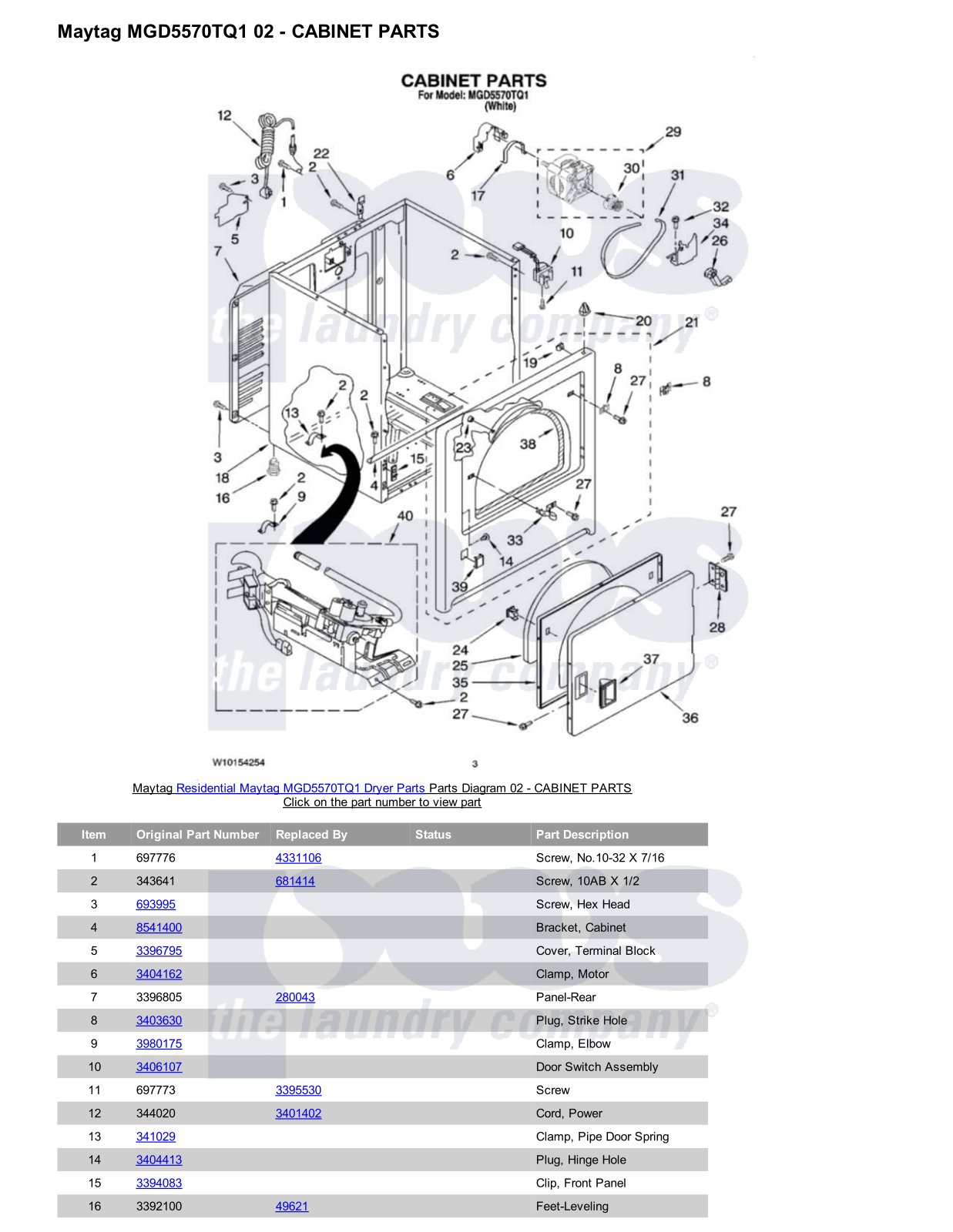 Maytag MGD5570TQ1 Parts Diagram