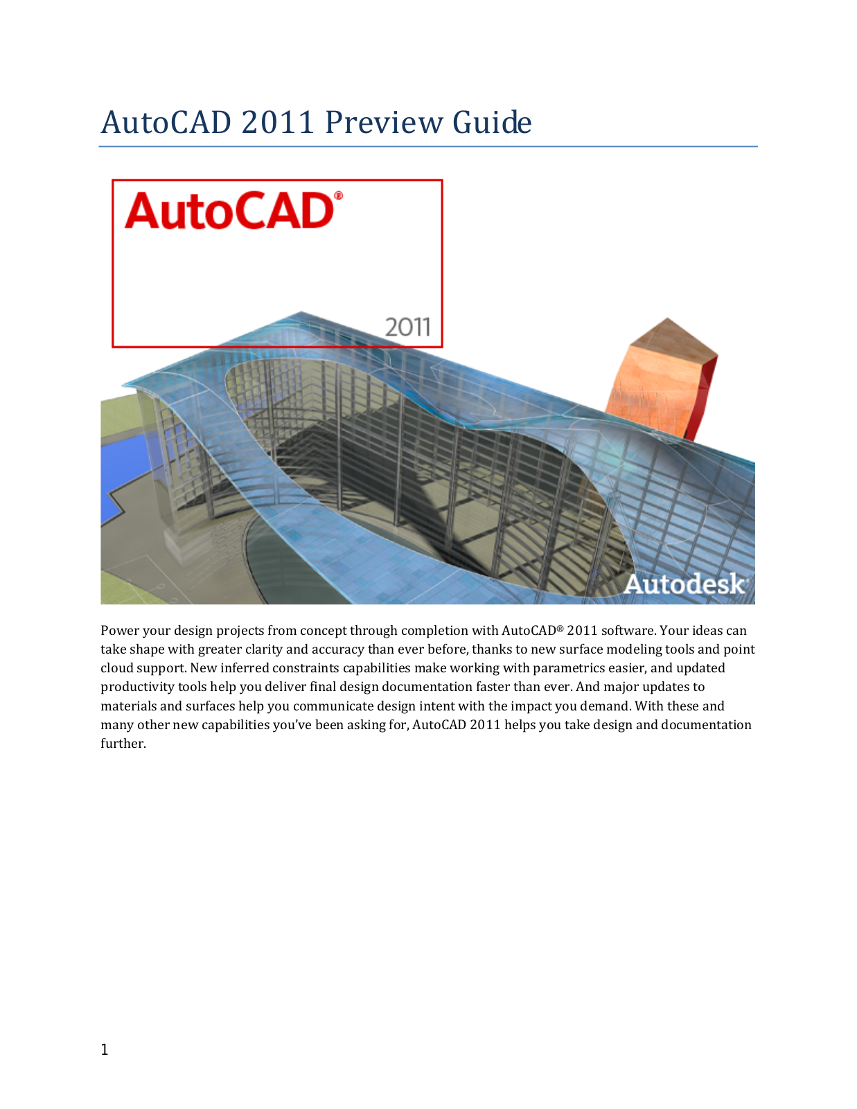 Autodesk AutoCAD AutoCAD - 2011 Preview Guide