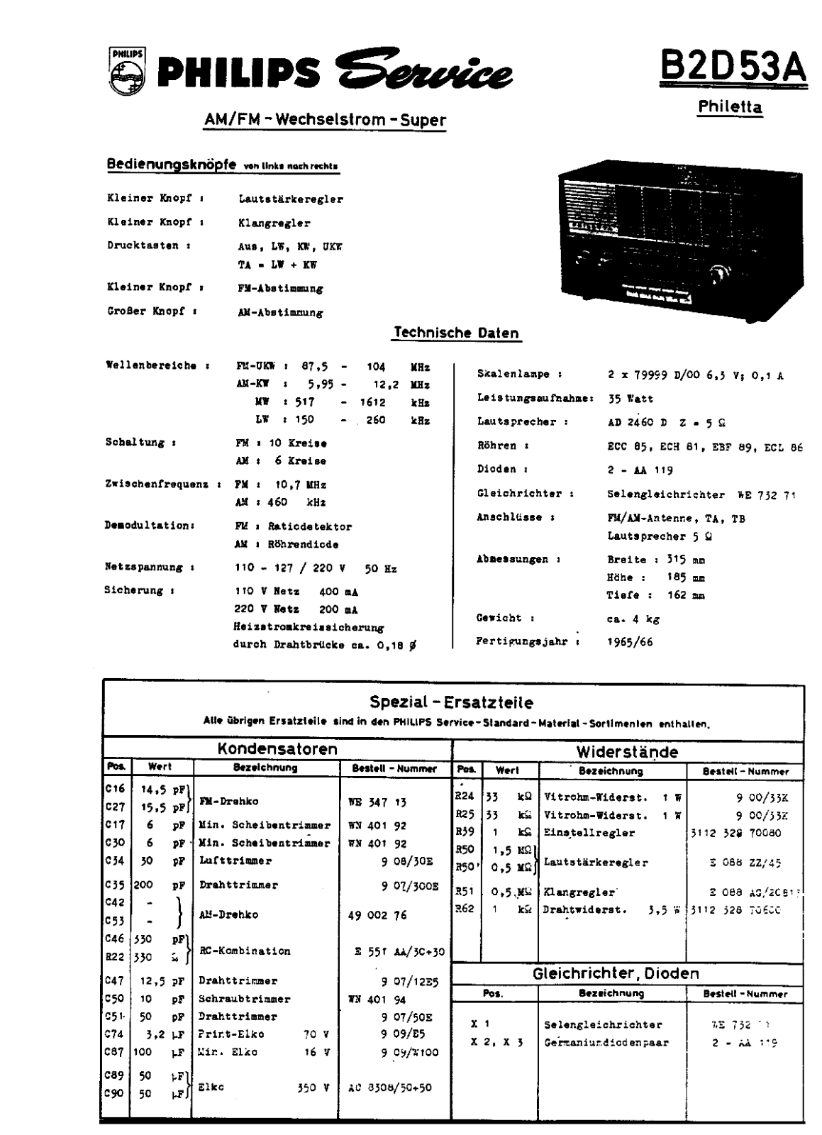 Philips B-2-D-53-A Service Manual