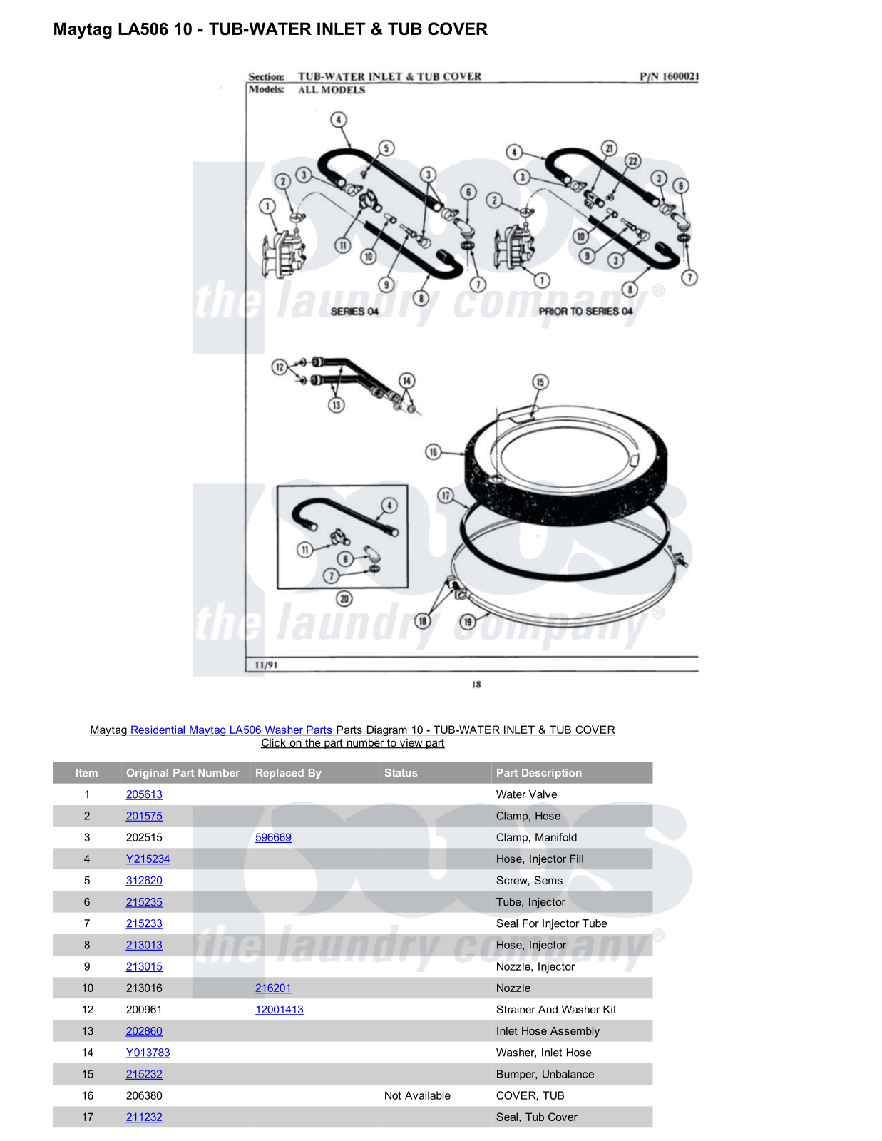 Maytag LA506 Parts Diagram