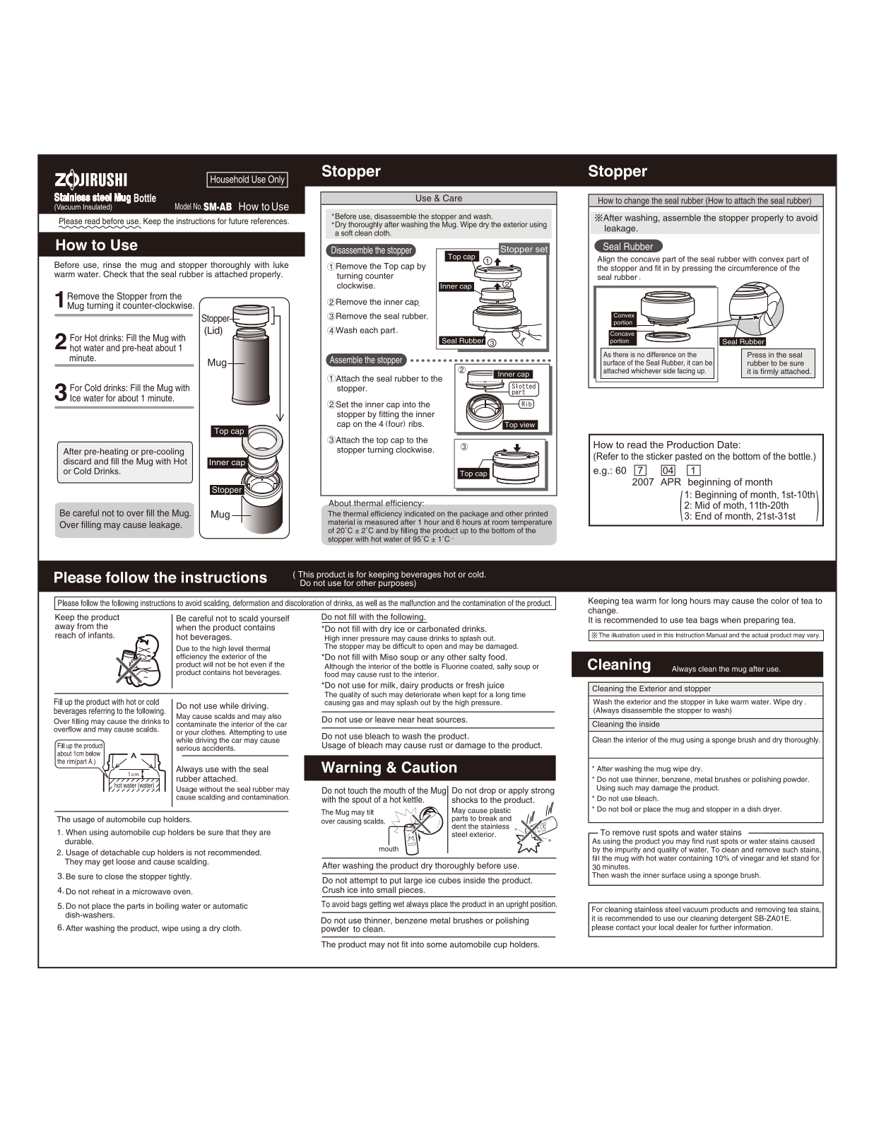 Zojirushi SM-AB Installation  Manual