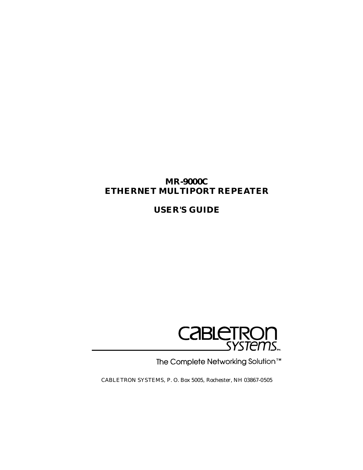 Cabletron Systems MR-9000C User Manual