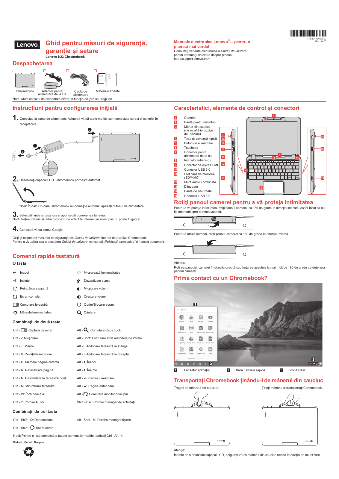 Lenovo N23 Chromebook Safety, Warranty, and Setup Guide