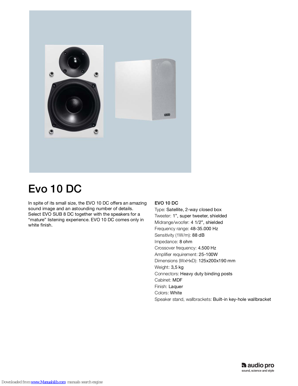 Audio Pro EVO 10DC Specifications - ManualMachine.com