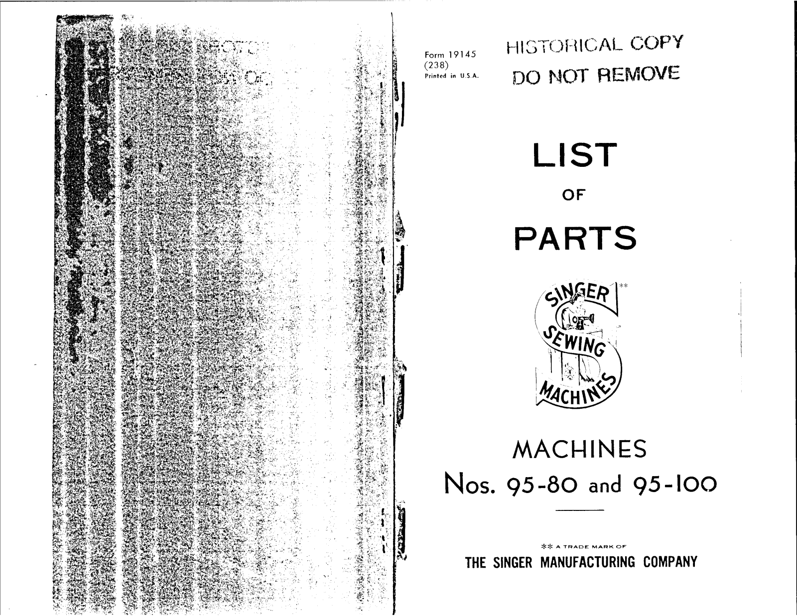 Singer 95-100, 95-80 User Manual