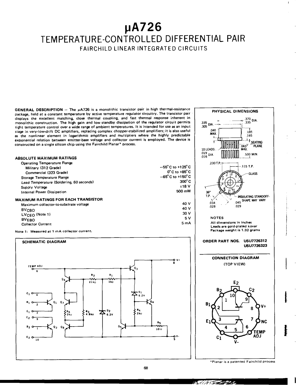 Fairchild Semiconductor uA726 Datasheet