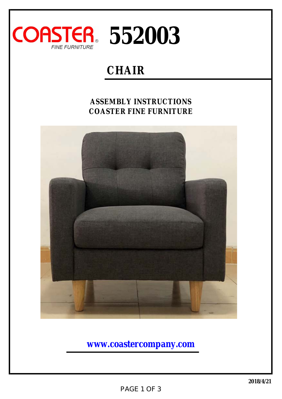 Coaster 552003 Assembly Guide