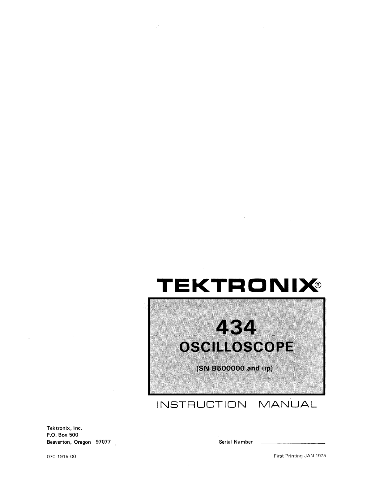 Tektronix 434 INSTRUCTION MANUAL