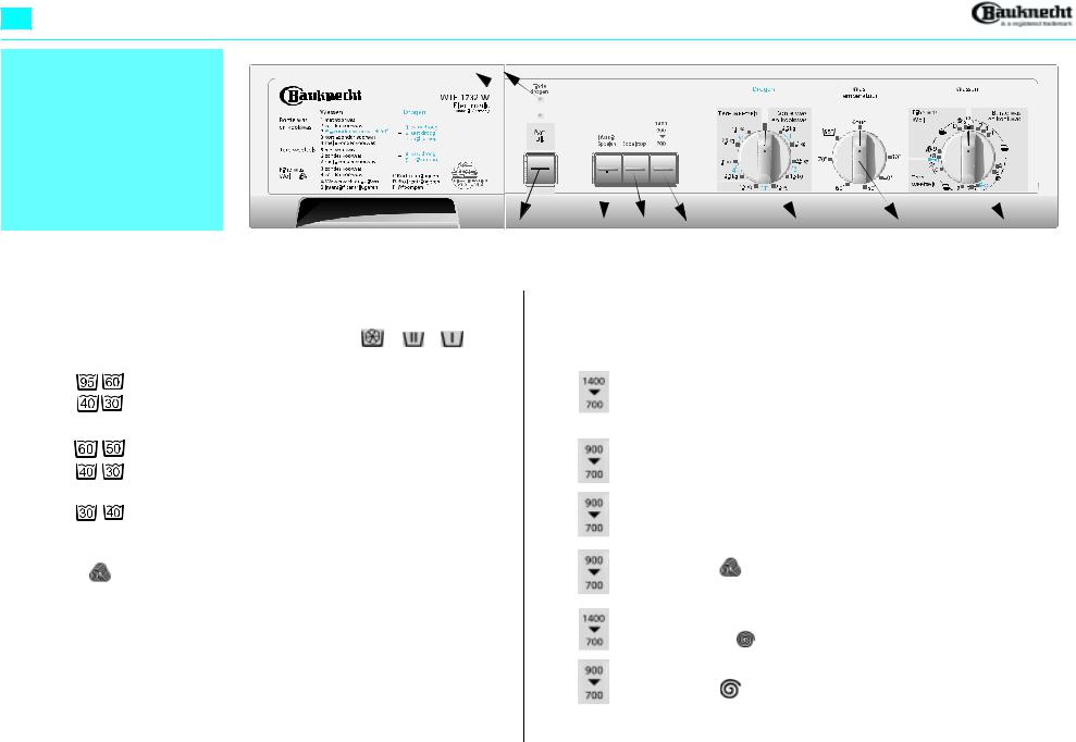 bauknecht WTE 1732 W PROGRAMME CHART