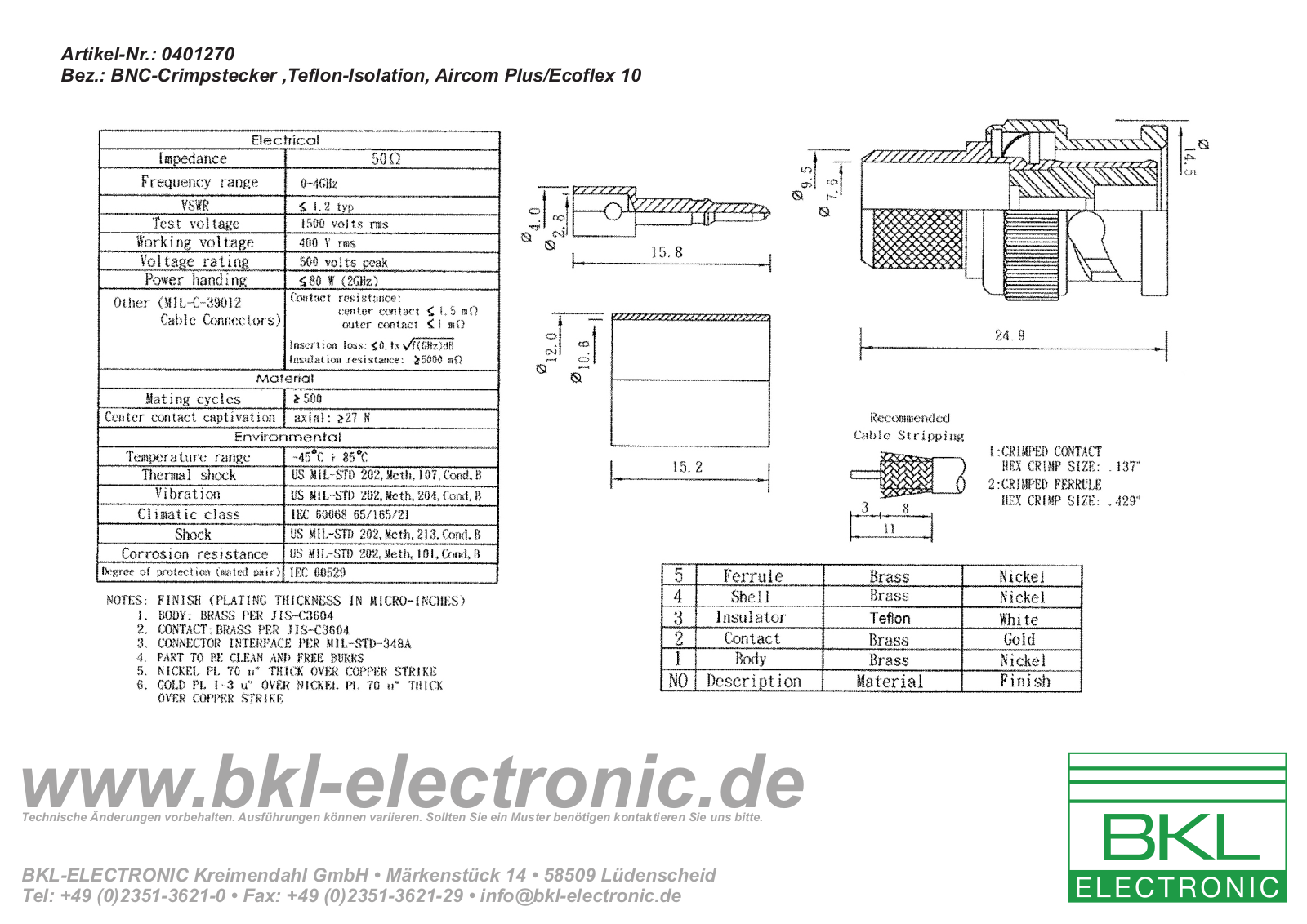 BKL BNC 0401270 Datasheet - ManualMachine.com