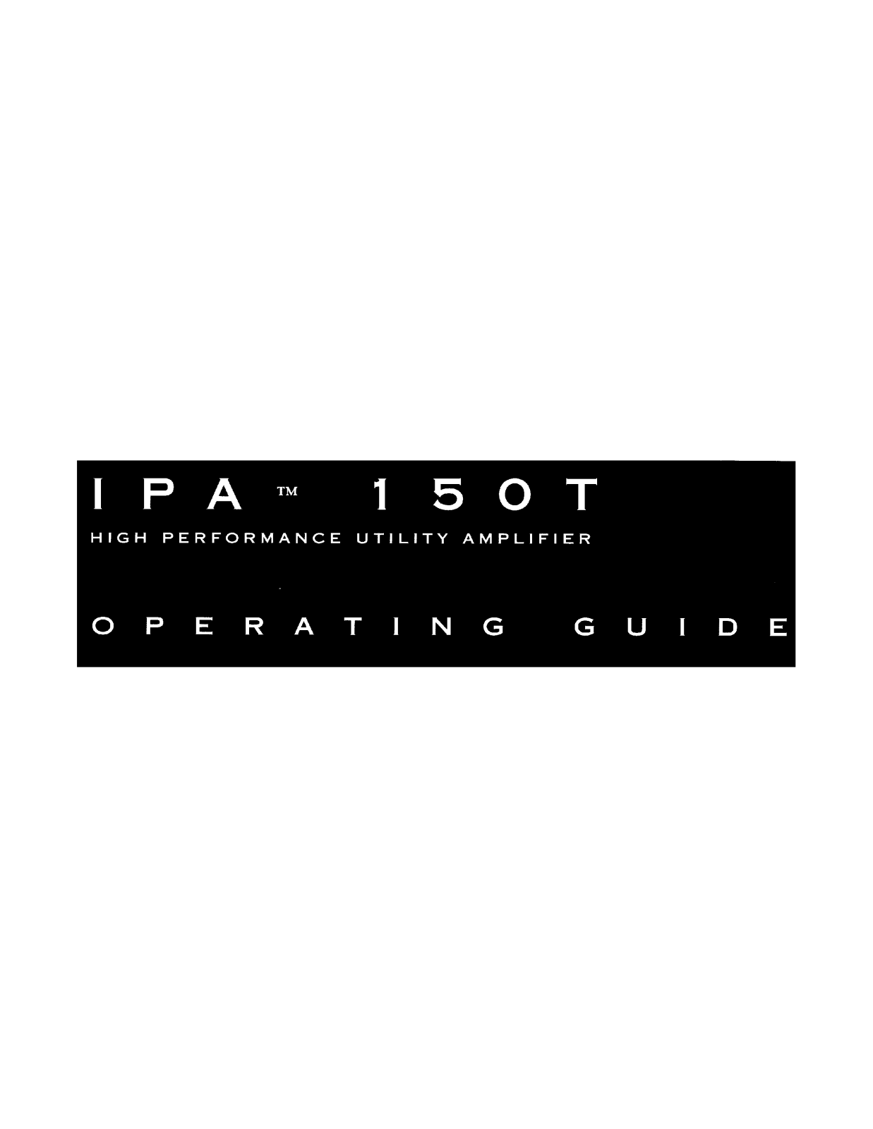 Peavey IPA 150T User Manual