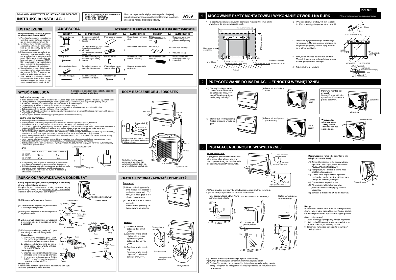 Sharp GU-X9FGR, GS-XP18FGR, GS-XP12FGR, GS-XP9FGR, GU-X12FGR OPERATION MANUAL