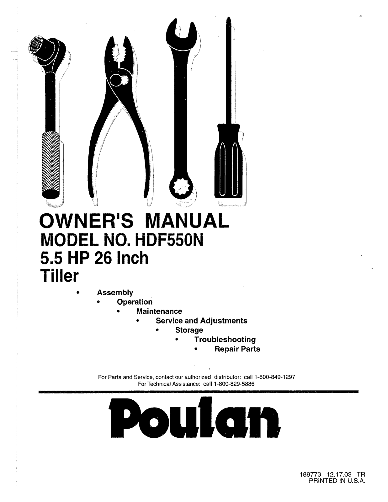 Poulan 189773 User Manual