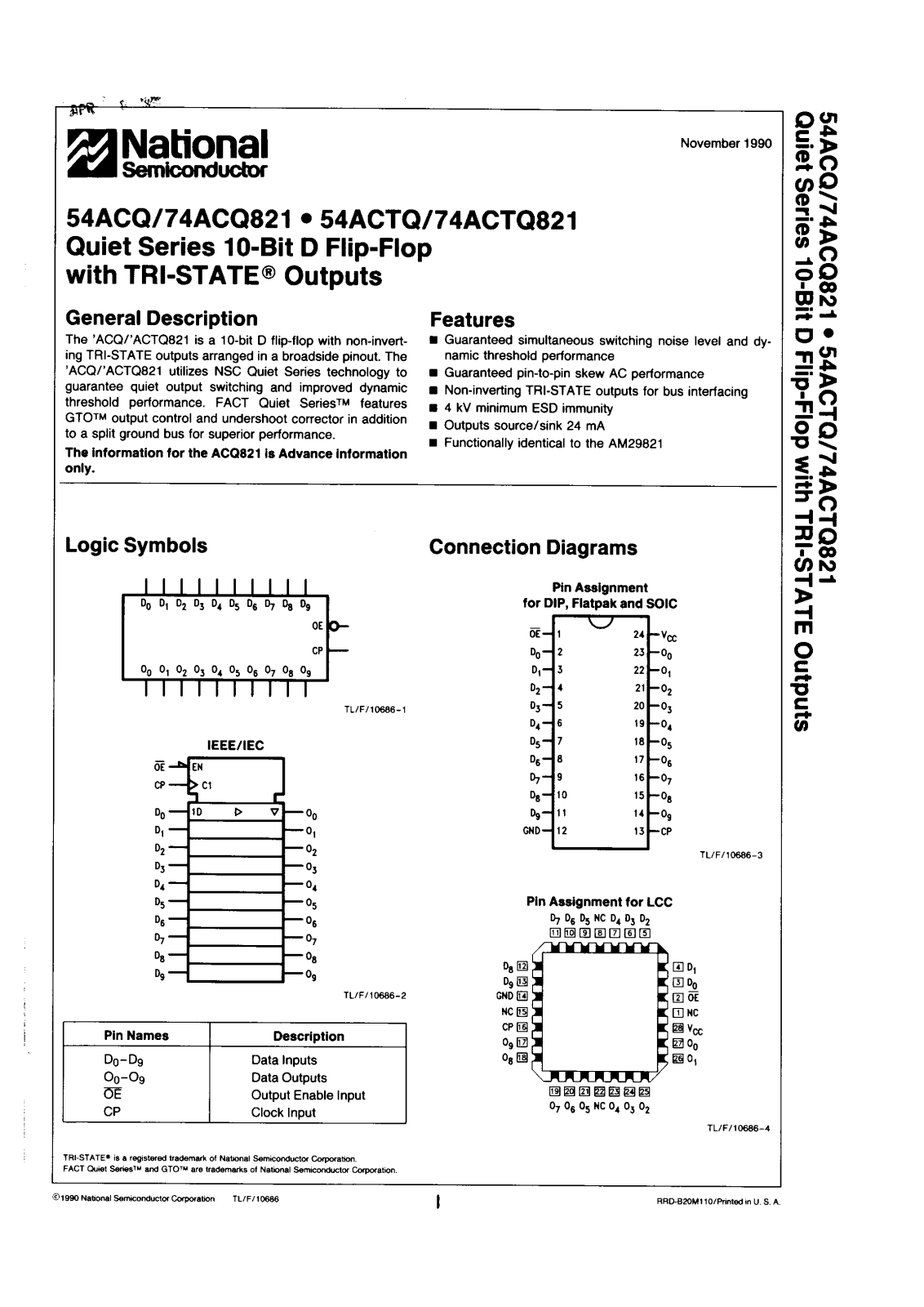 NSC 74ACTQ821FCQR, 74ACTQ821SPCX, 74ACTQ821SPCQR, 74ACTQ821SDCQR, 74ACTQ821SCX Datasheet