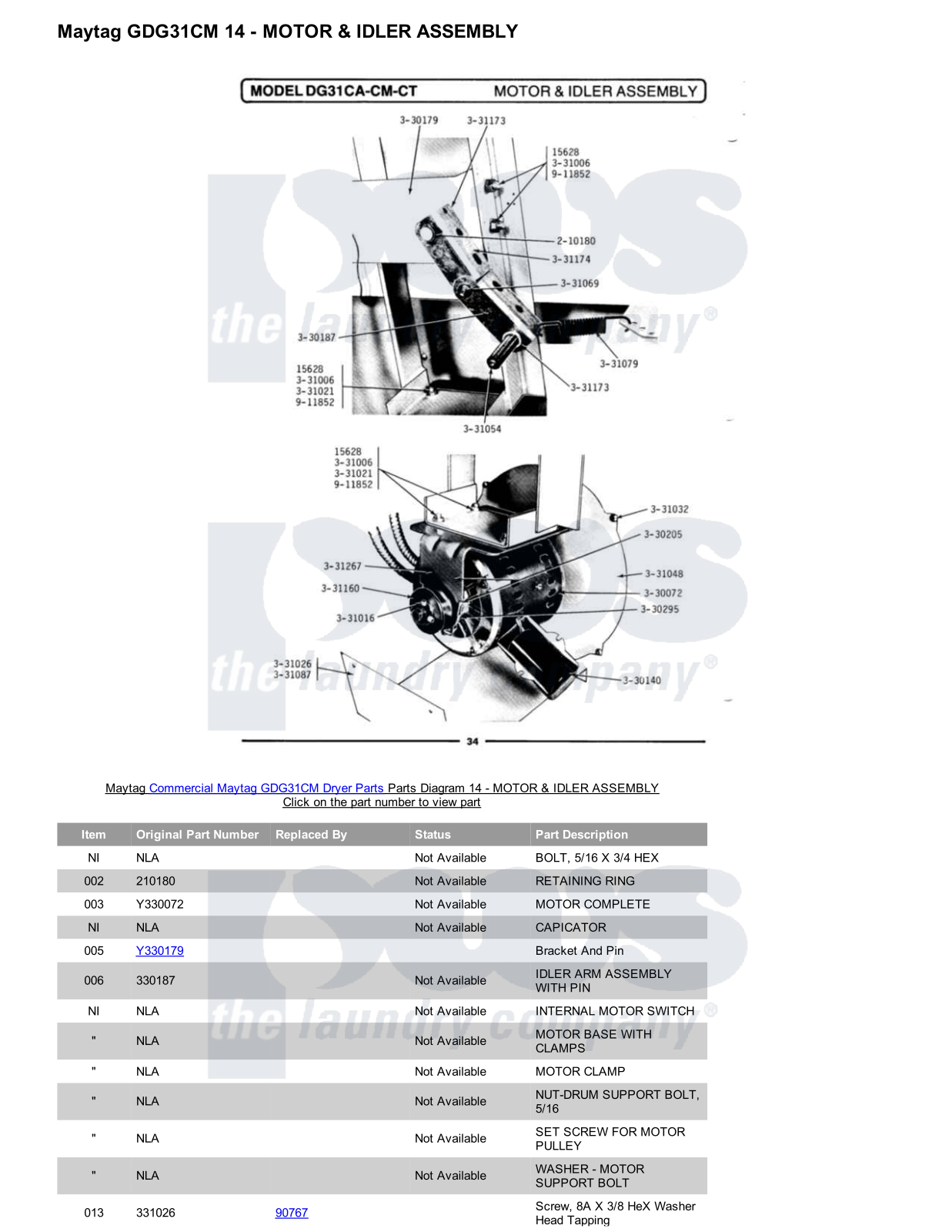 Maytag GDG31CM Parts Diagram