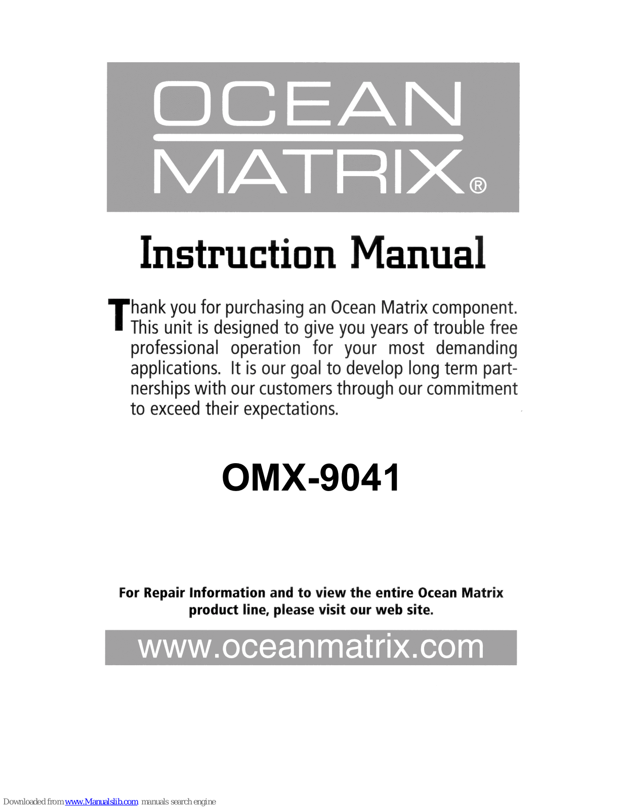 Ocean Matrix OMX-9041 Instruction Manual