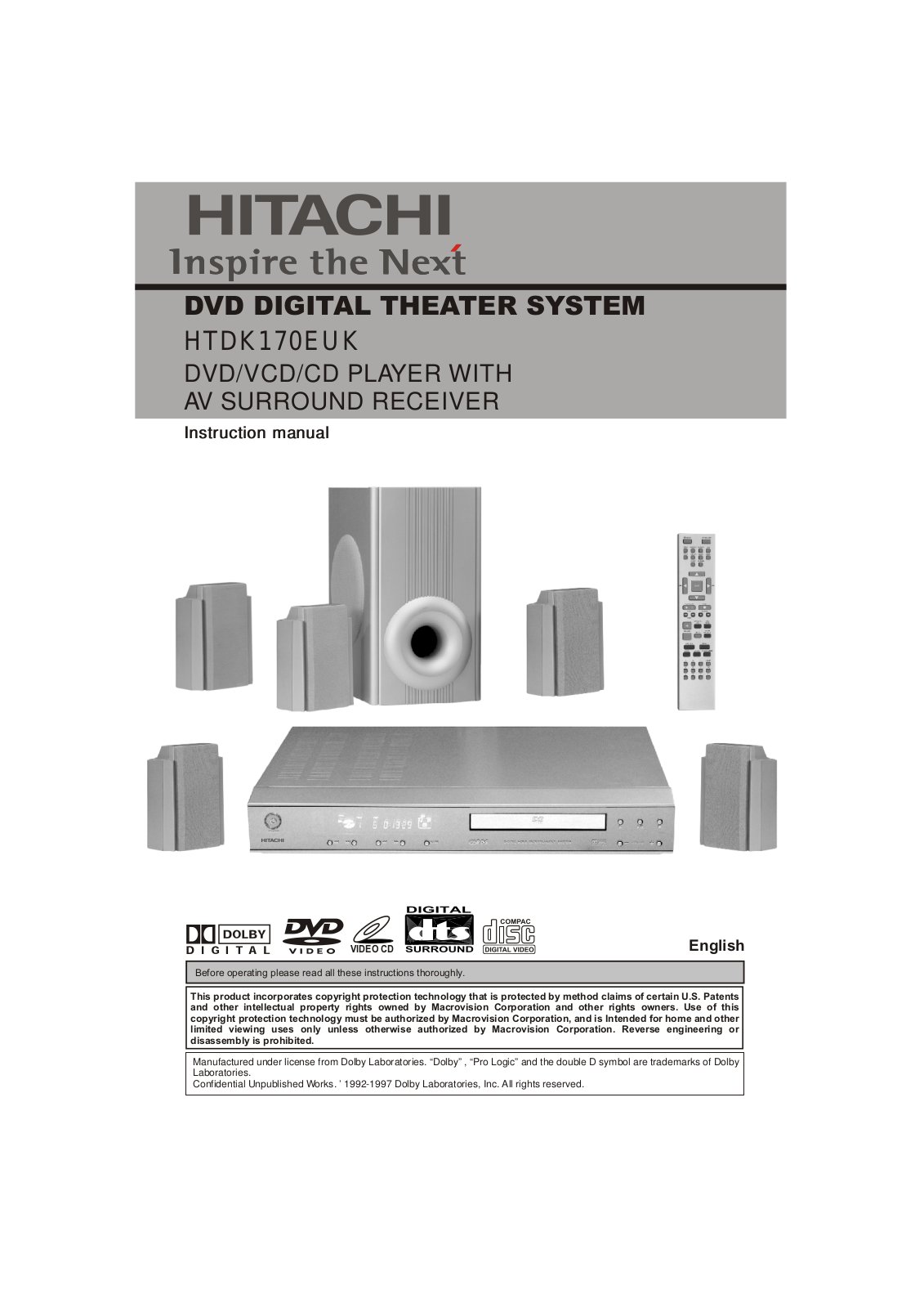 Hitachi HTDK170EUK User Manual