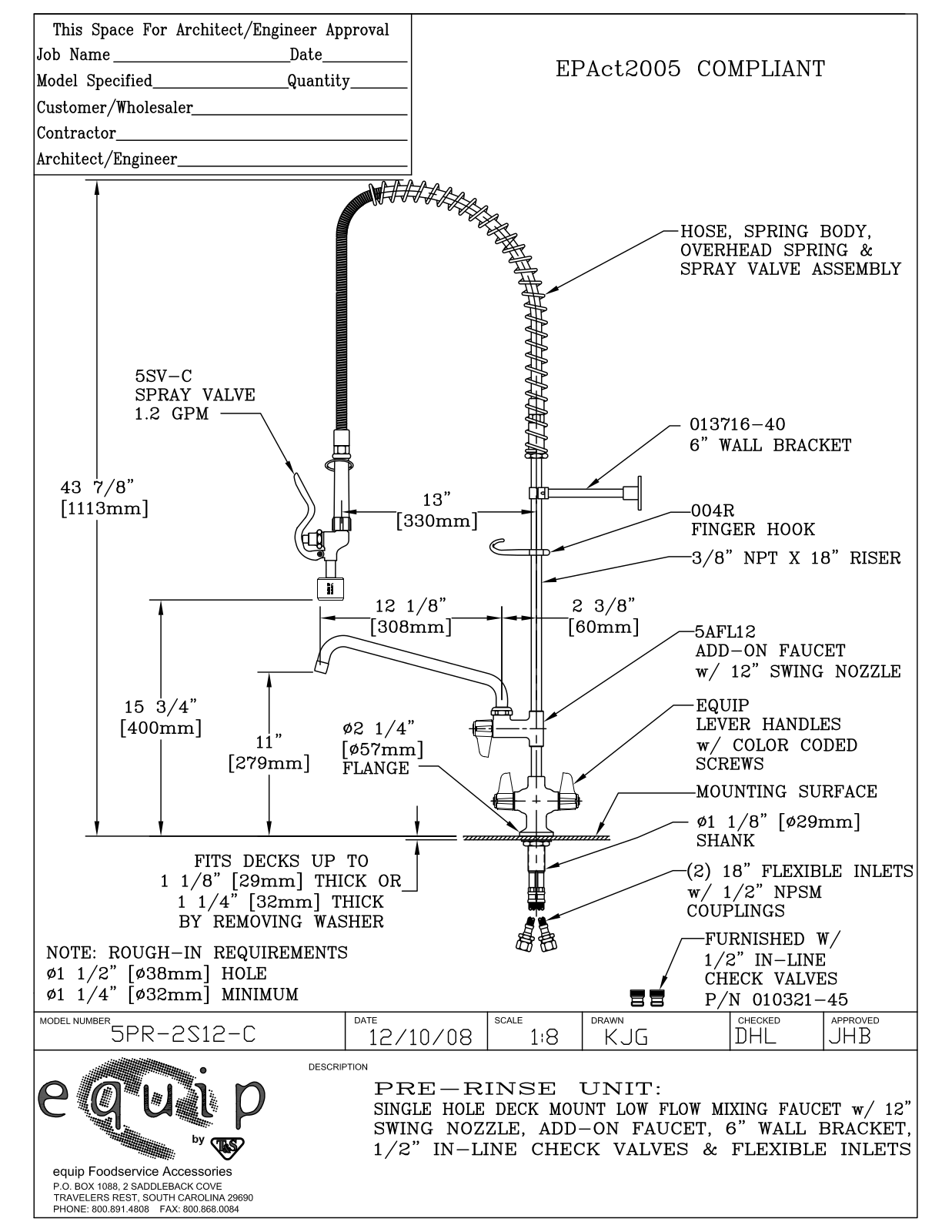 T & S Brass & Bronze Works 5PR-2S12-C General Manual