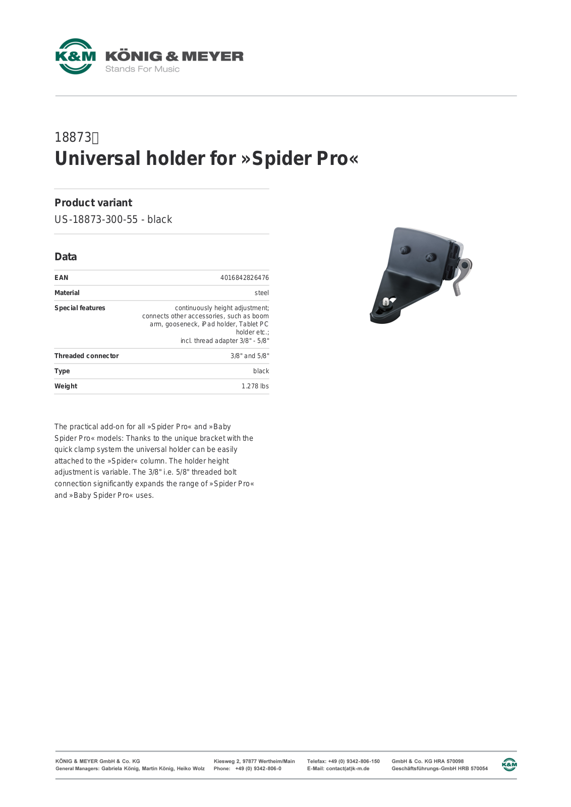 K&M 18873 Data Sheet