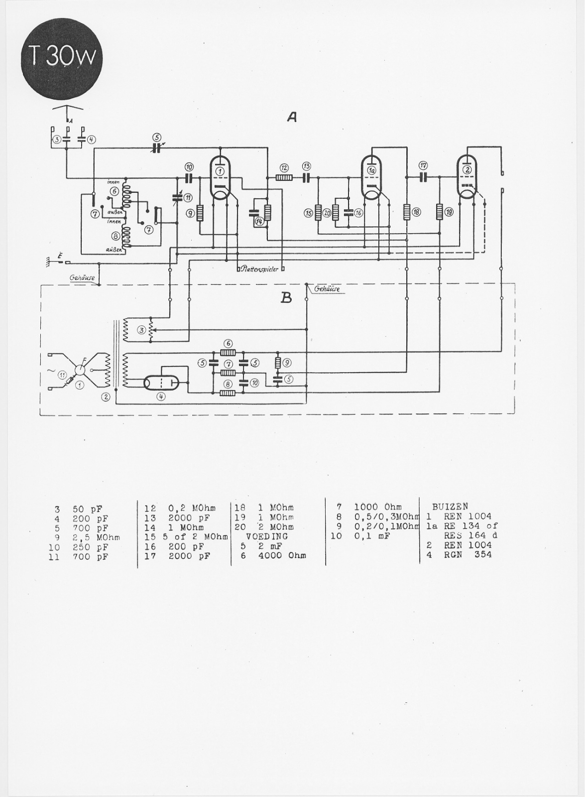 Telefunken T30-W Schematic