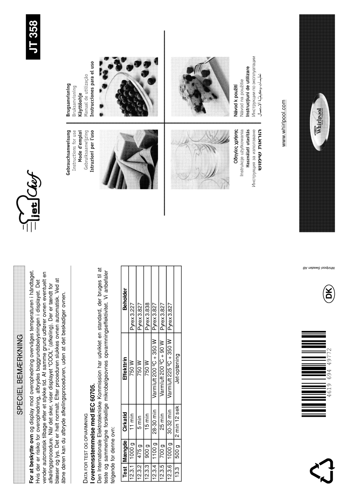 Whirlpool JT 358 white User Manual