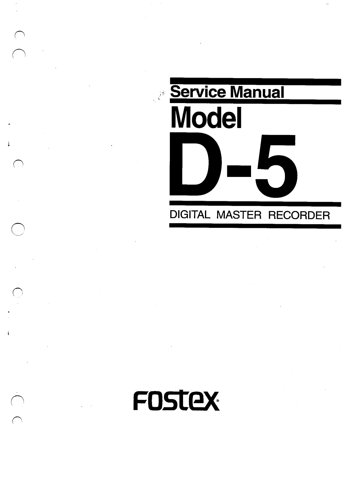Fostex D-5 Service manual