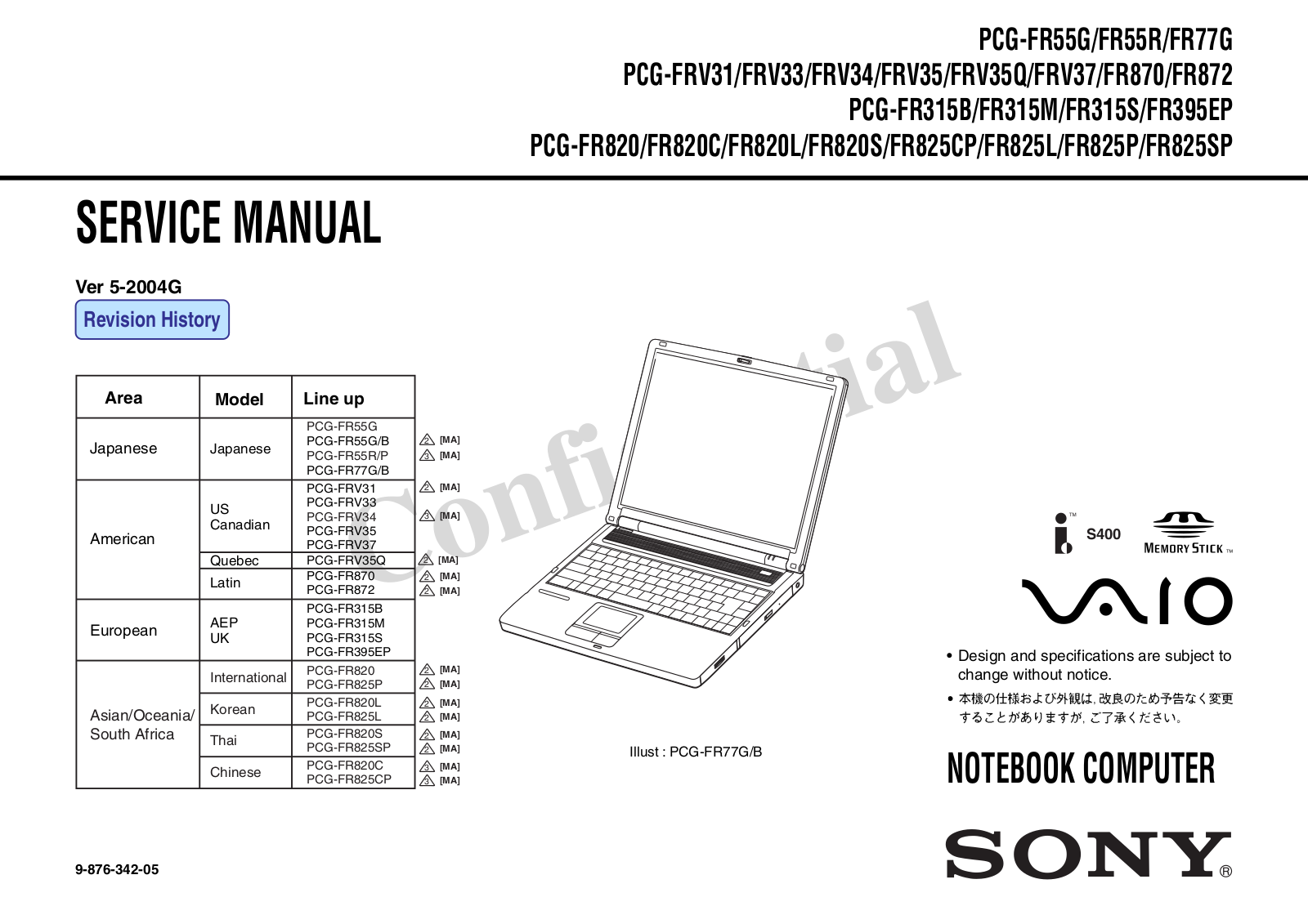 Sony PCGFR55R, PCG-FR55G User Manual