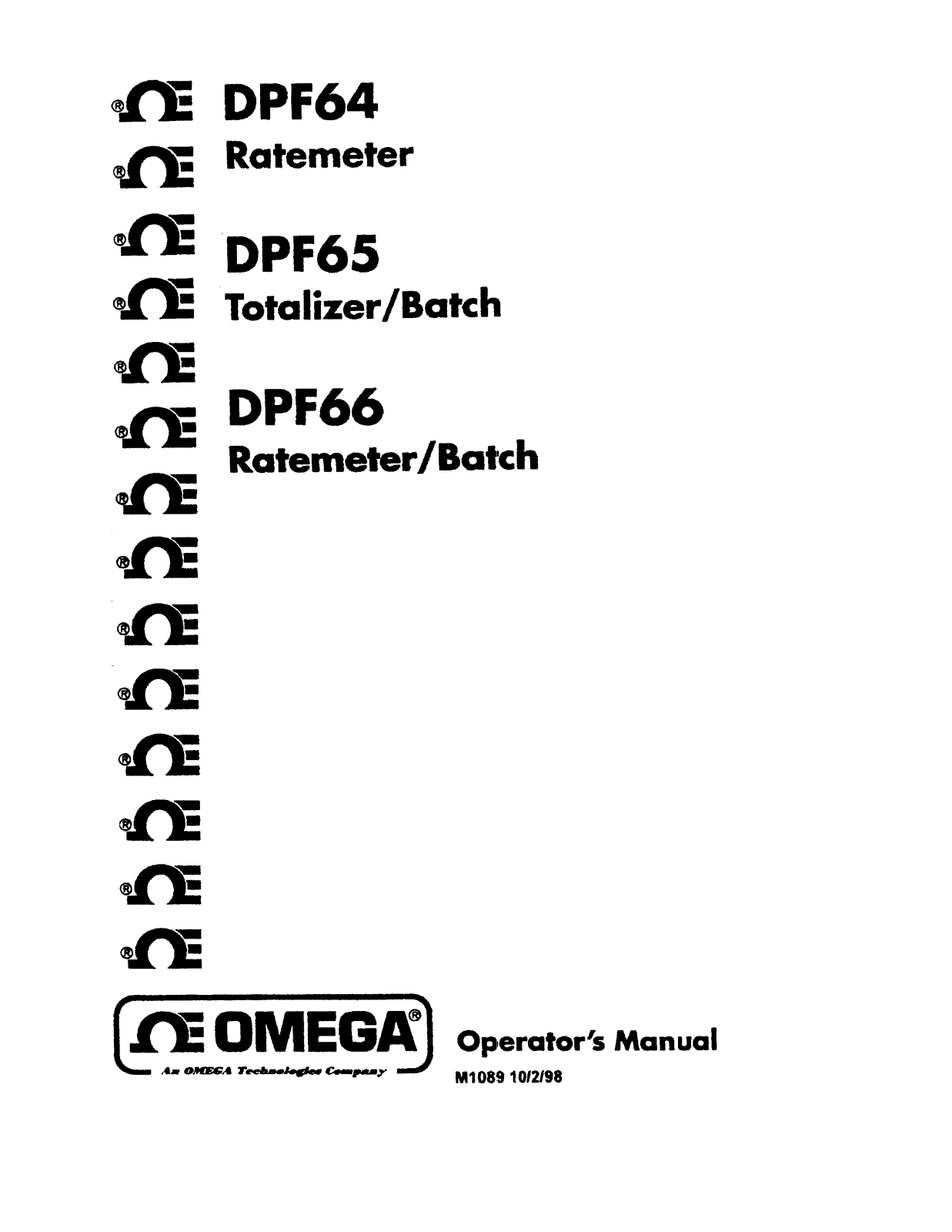 Omega DPF64, DPF66, DPF65 User guide - ManualMachine.com