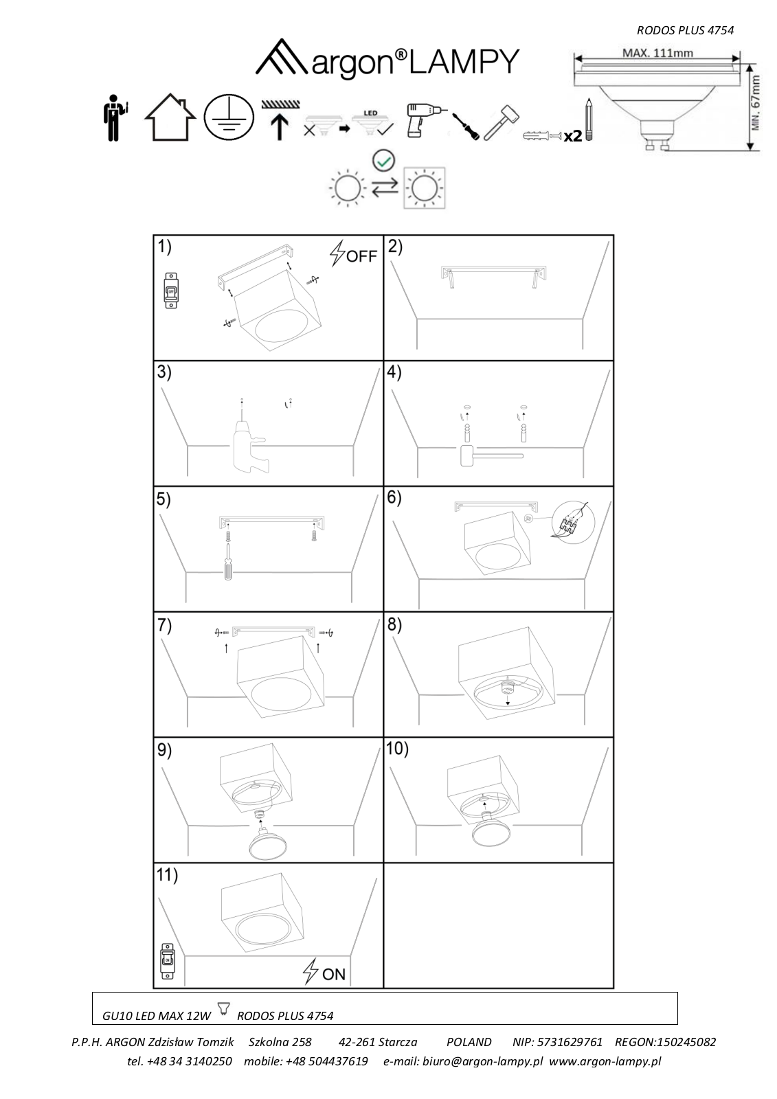 Argon Rodos Plus 4754 Installation/Assembly Instructions - ManualMachine.com