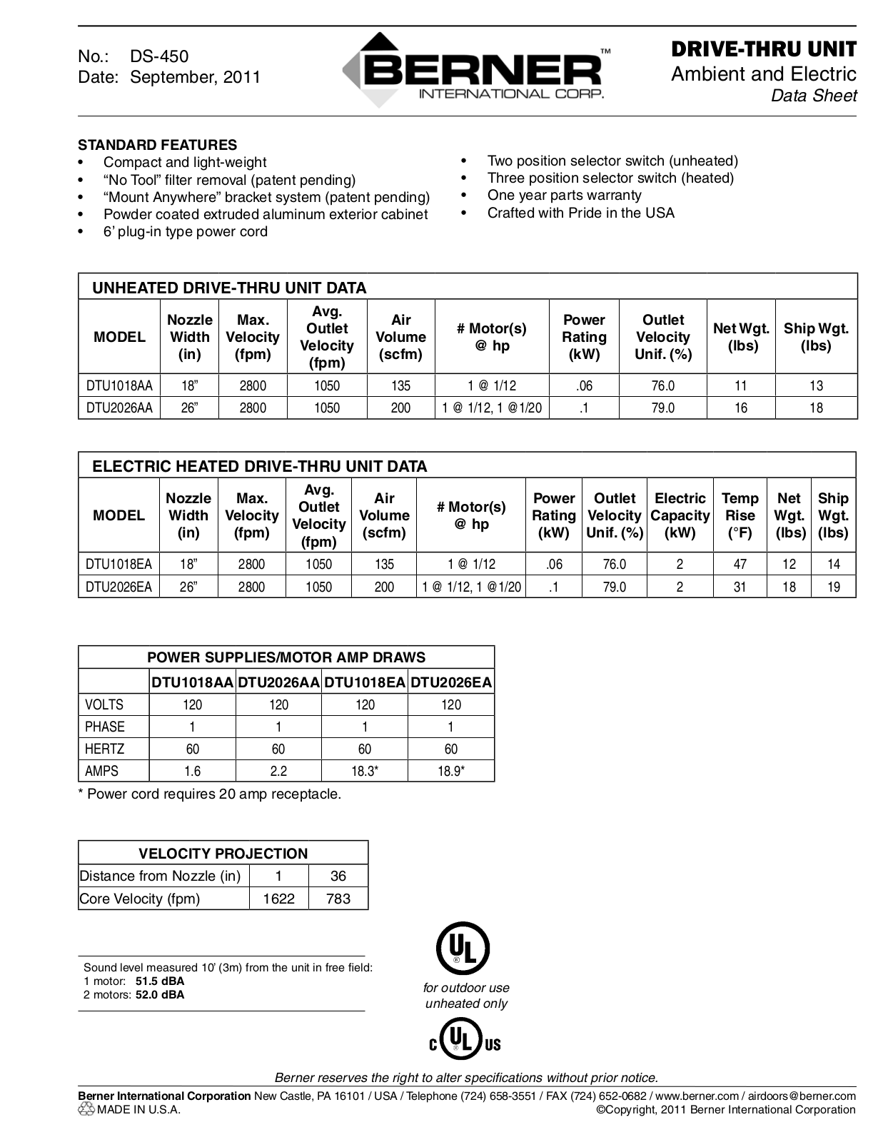 Berner DTU1018AA User Manual