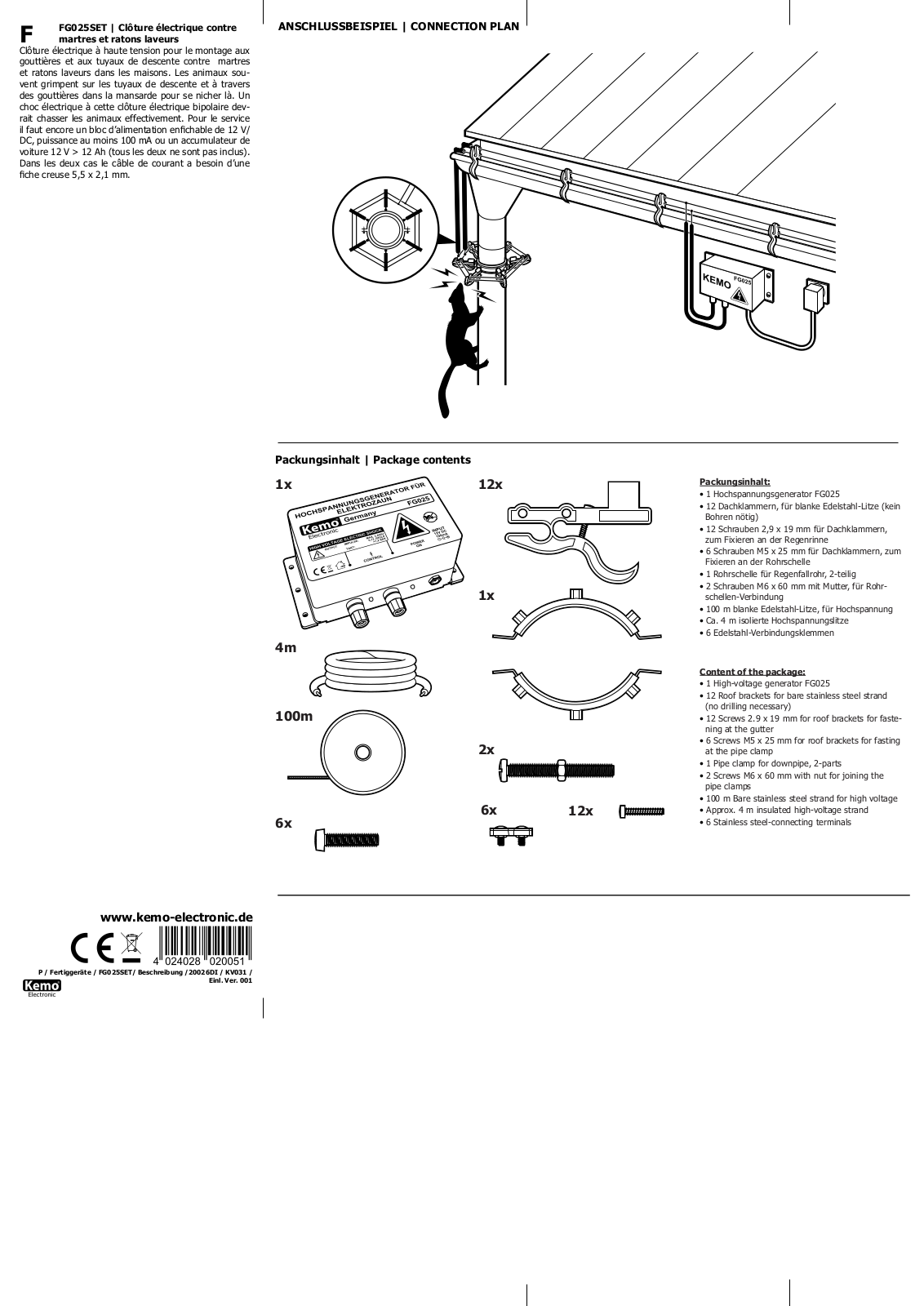 Kemo FG025Set User guide