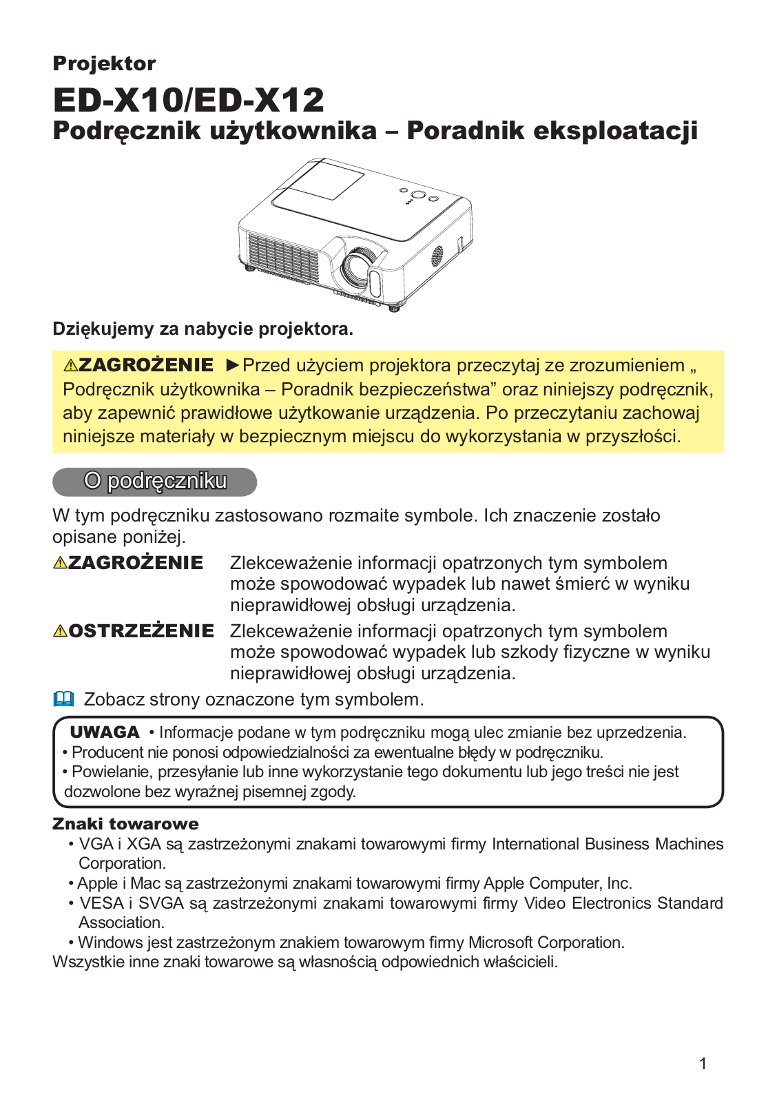 Hitachi ED-X12F, ED-X10F User Manual