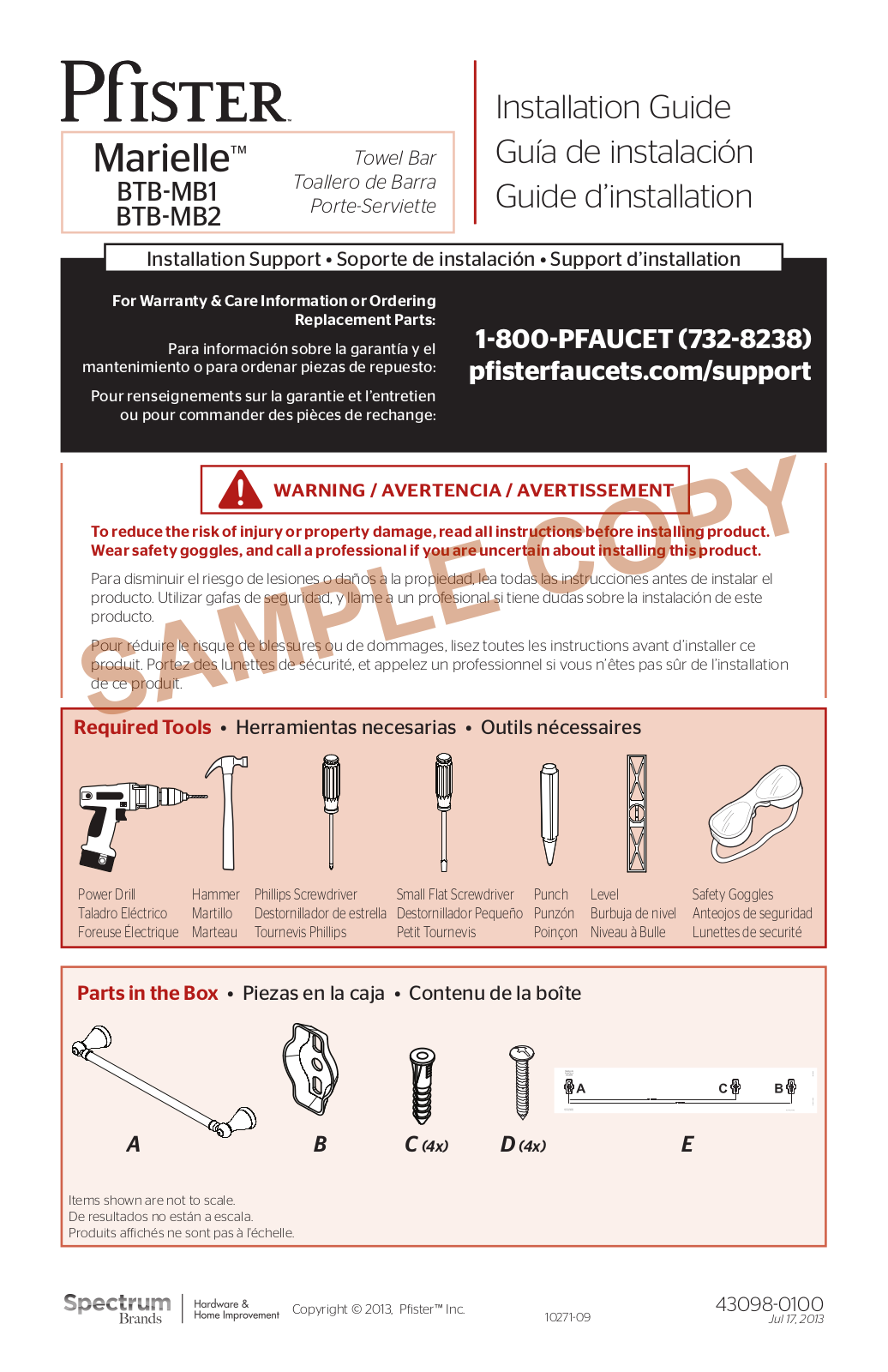 Pfister BTB-MB2K User Manual