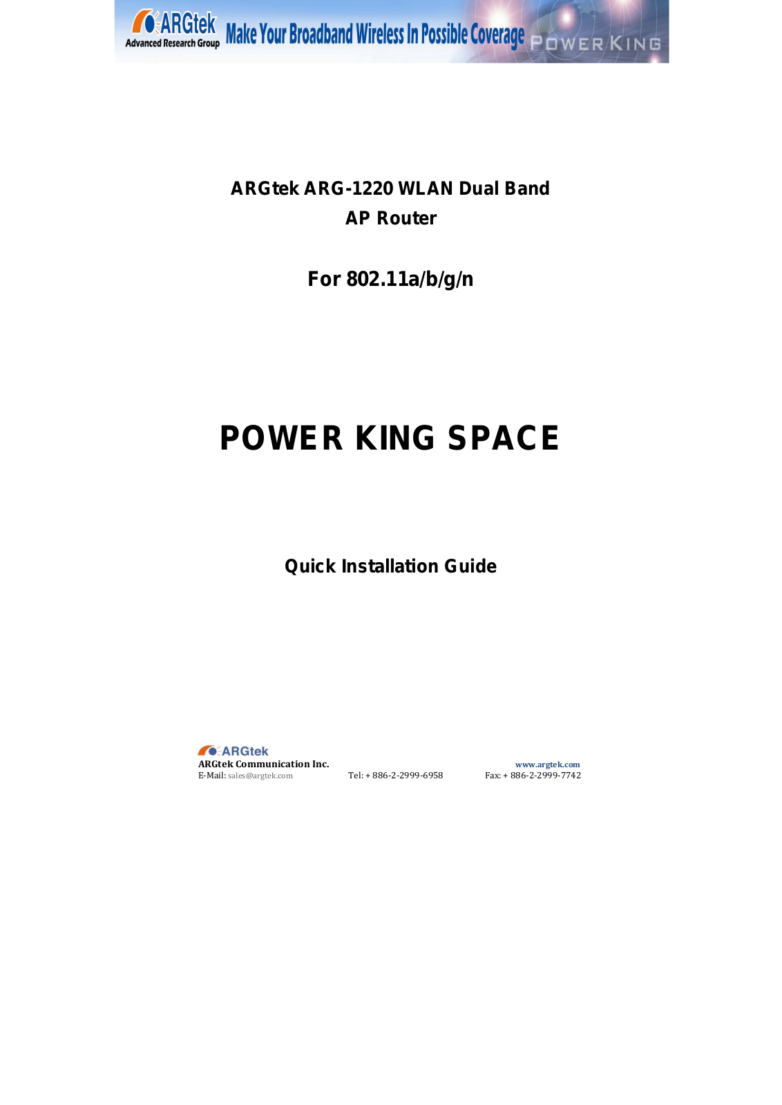 ARGtek ARG-1220 User Manual