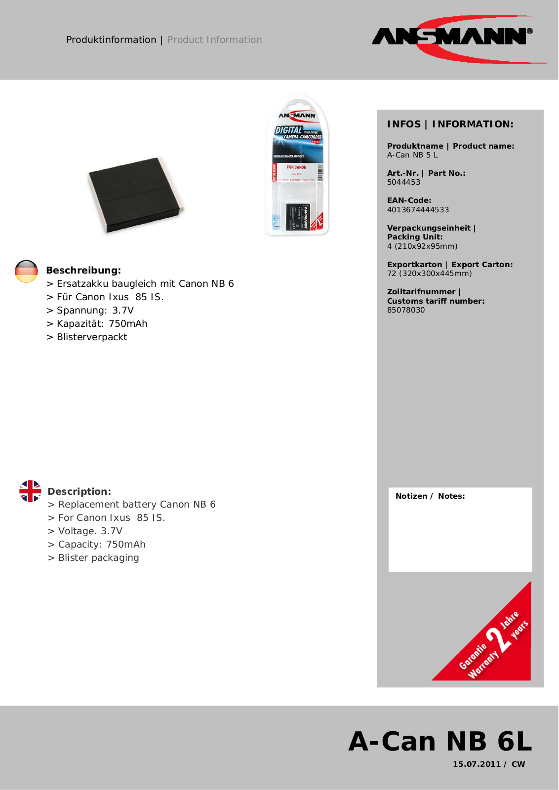 ANSMANN ANS 5044453 Datasheet - ManualMachine.com