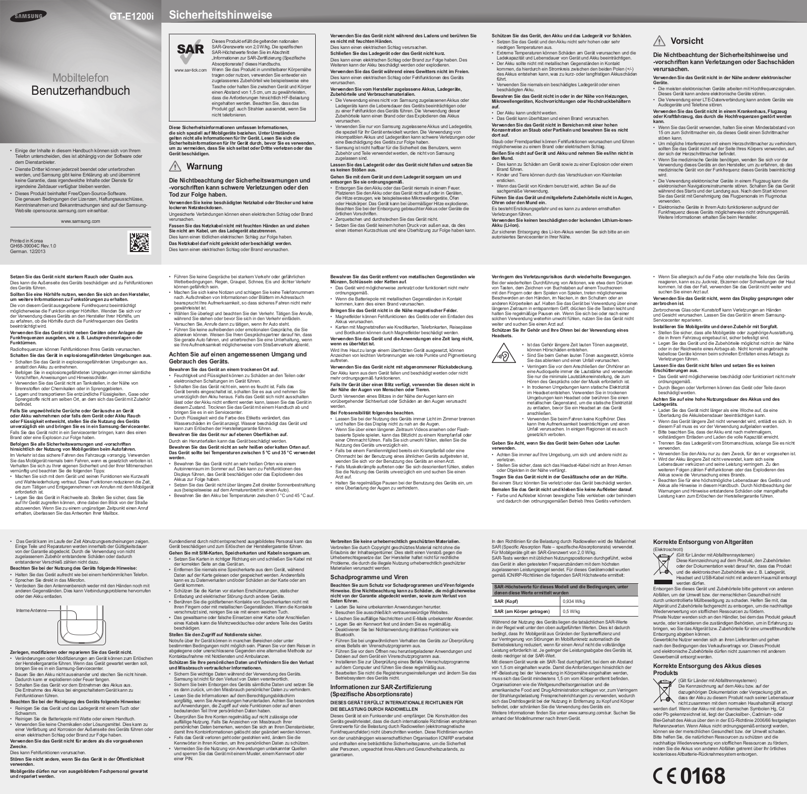 Samsung E1200i User Manual
