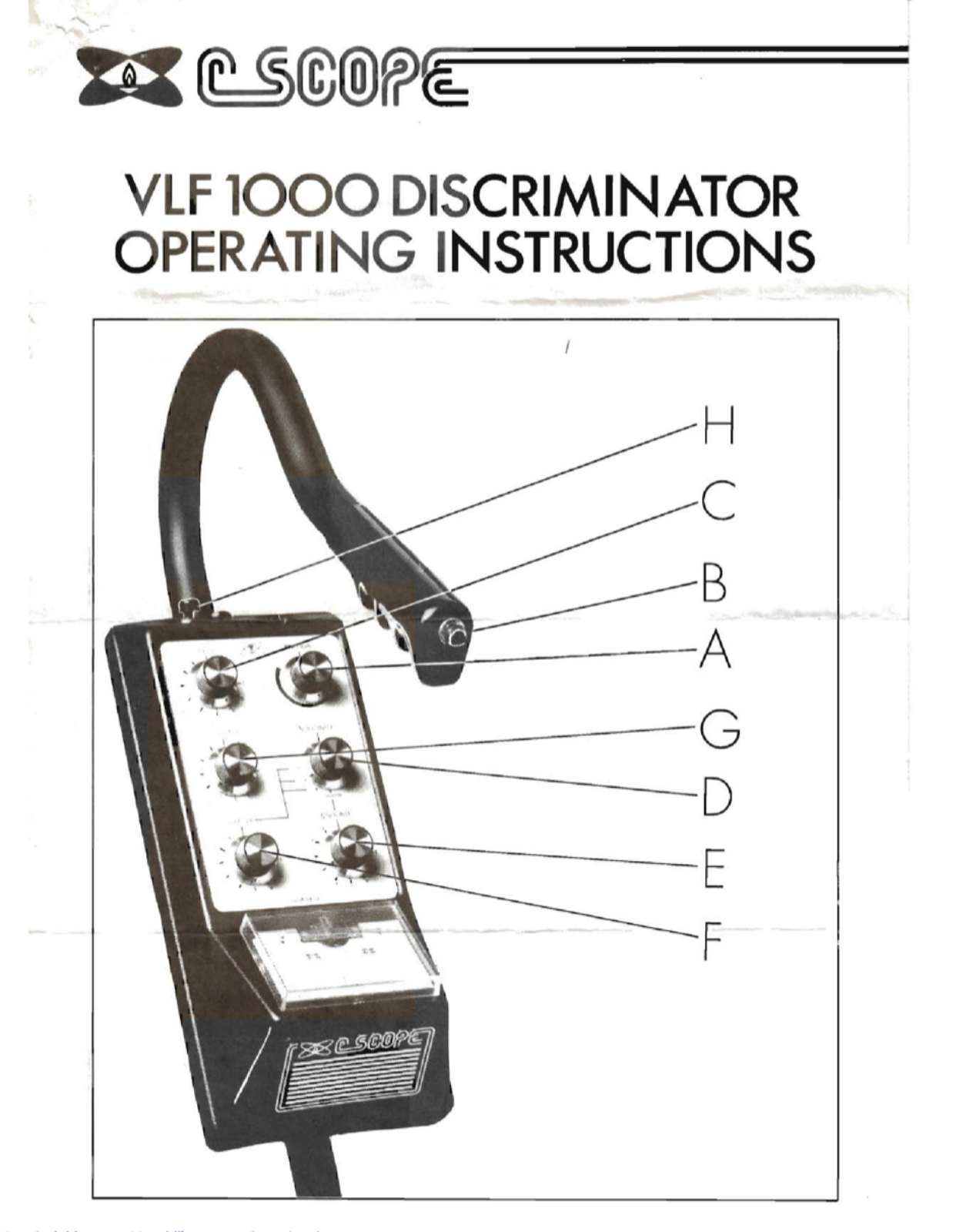 C-SCOPE VLF 1000 operating instructions manual