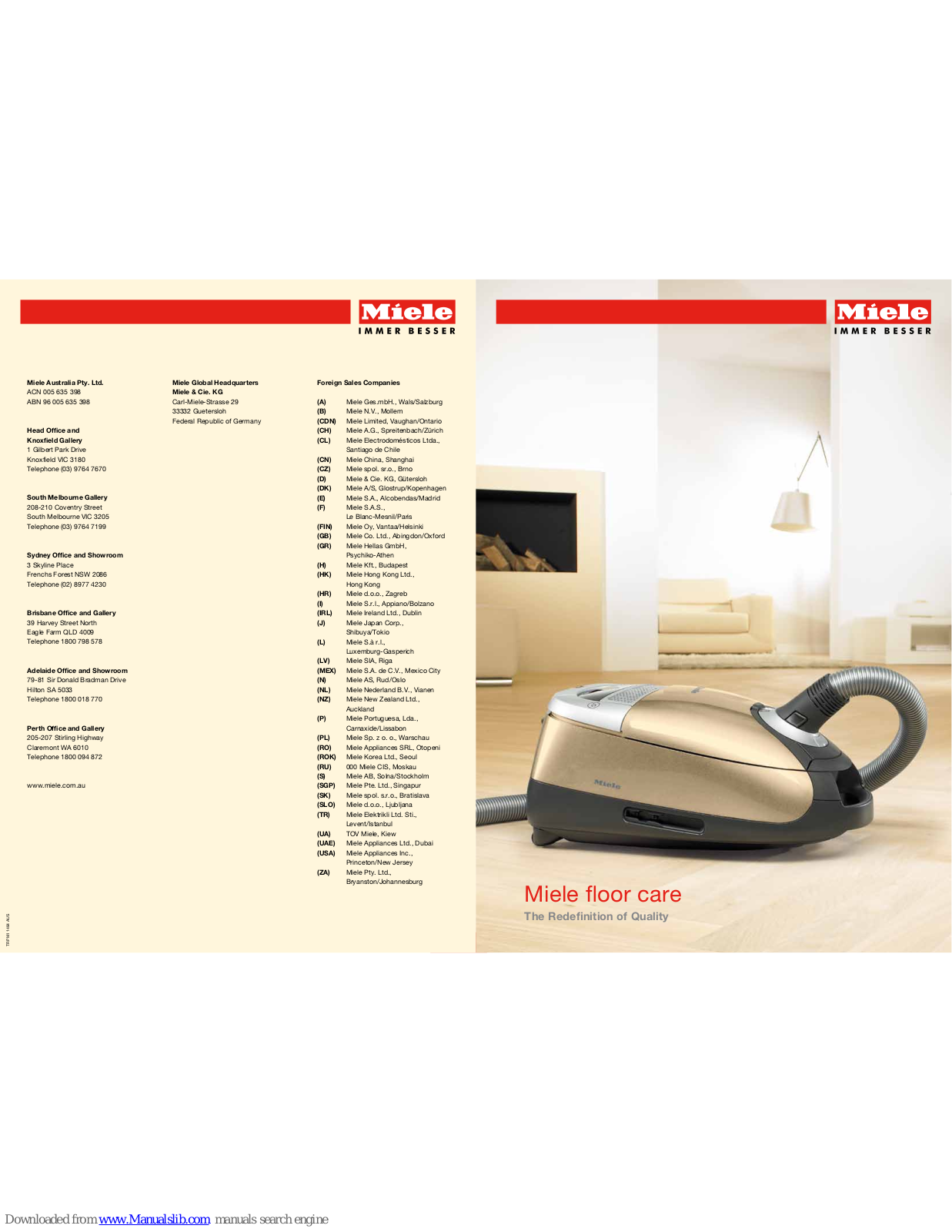 Miele S 4782 DeLuxe, S 2110, S 2120, S 4212 DuoFlex, S 5211 Brochure