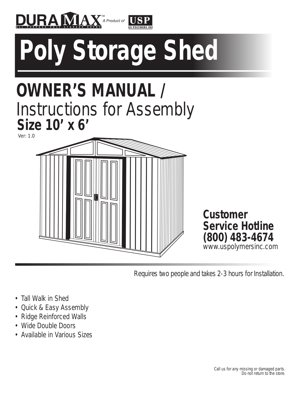 DuraMax Duramax, Poly Storage Shed Owner's Manual