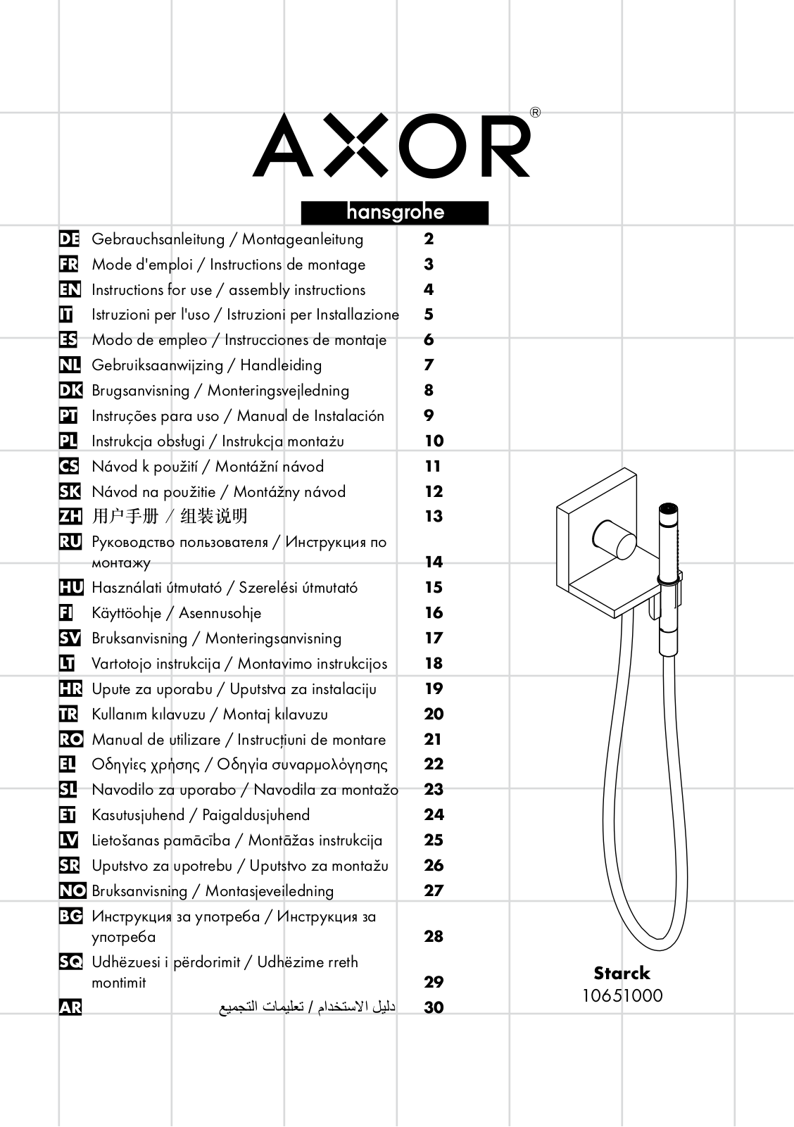 Hansgrohe 10651000 Instructions For Use/assembly Instructions