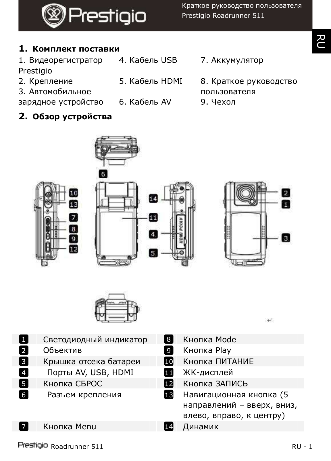 Prestigio Roadrunner 511 User manual