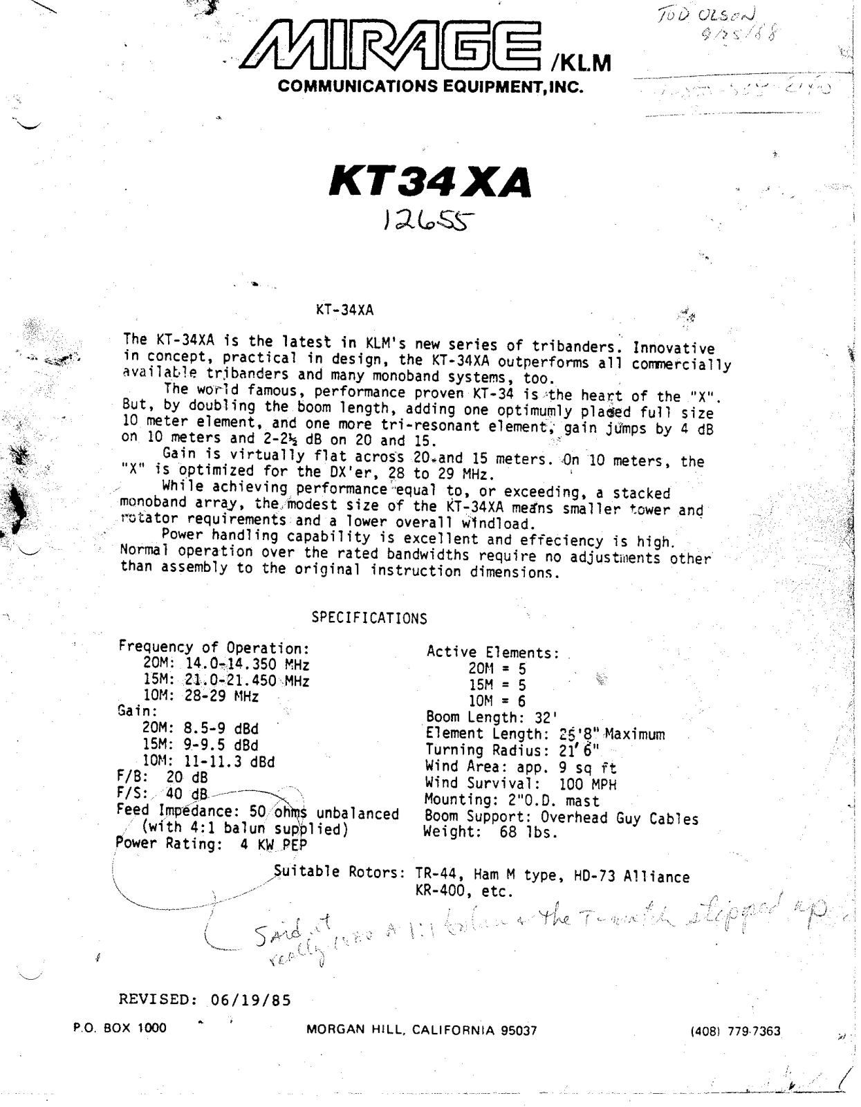 KLM KT34XA Service manual