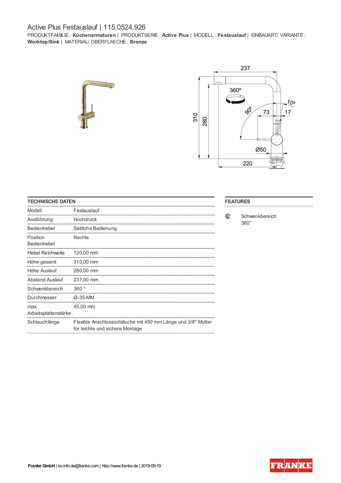 Franke 115.0524.926 Service Manual