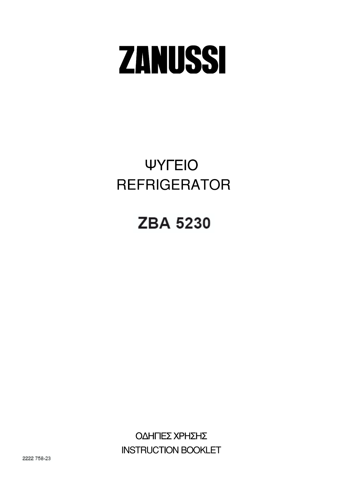 Zanussi ZBA5230 User Manual