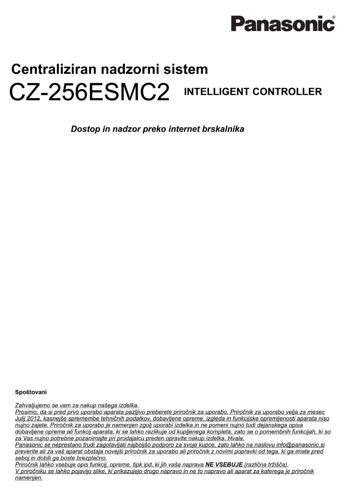 Panasonic CZ-256ESMC2 User Manual